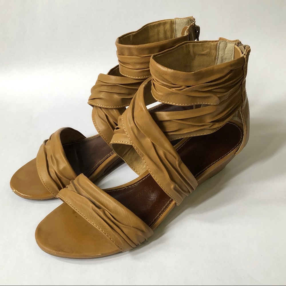 Strappy Tan Cathy Jean Wedge Sandal